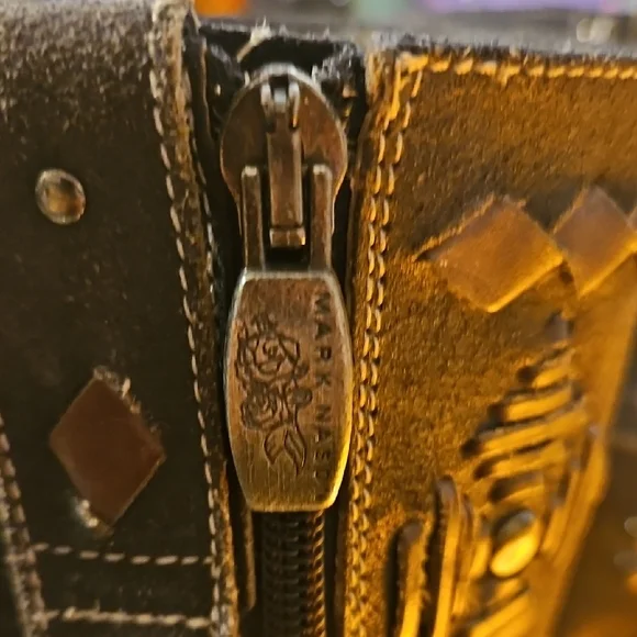 Mark Nason Black and Brown Embellished Long Zipper Boots - Picture 7 of 8